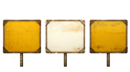 Rustic Metal Signboard Mockup Three Blank Templates for Design Presentations