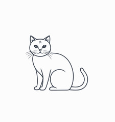 Flat line art illustration of a cat