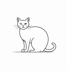 Flat line art illustration of a cat