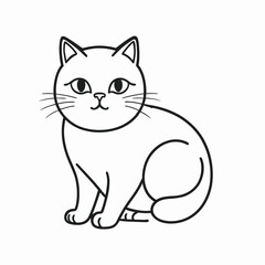 Obraz premium Flat line art illustration of a cat