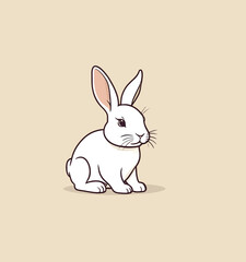 Fototapeta premium Flat line art illustration of a bunny