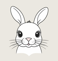 Flat line art illustration of a bunny