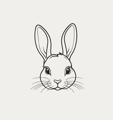Fototapeta premium Flat line art illustration of a bunny