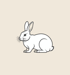 Obraz premium Flat line art illustration of a bunny