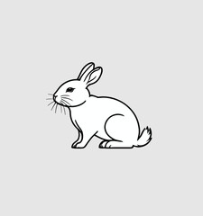 Obraz premium Flat line art illustration of a bunny