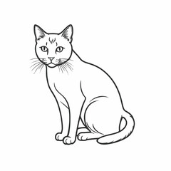 Obraz premium Flat line art illustration of a cat