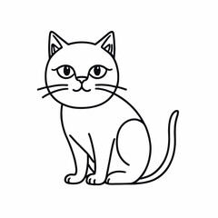 Obraz premium Flat line art illustration of a cat