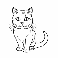 Flat line art illustration of a cat