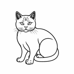 hand drawn cat outline illustration