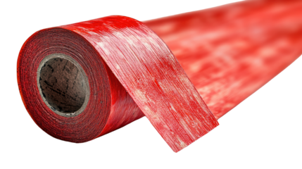 Roll of Red Tape: An eye-level shot captures a roll of red tape. The slightly unrolled end suggests use or application. The color signifies importance or perhaps a bureaucratic element.