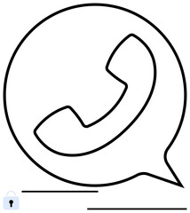 Fototapeta premium Phone receiver encased in speech bubble highlights call, chat, and messaging. Ideal for communication, telecommunication, customer service, support, connection, digital interaction flat simple