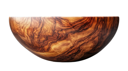 Artisanal Wood Bowl: This captivating image showcases a beautifully crafted wooden bowl, exhibiting the unique grain patterns and rich textures of the natural material. 