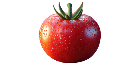 Vibrant Tomato: A single, perfectly ripe tomato, glistening with droplets of water, sits in isolation, emphasizing its freshness and vibrant color.