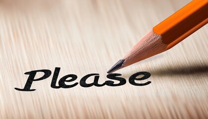 Request written in elegant script with a sharpened pencil poised above it