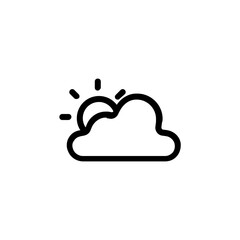A Sunny Day Peeking Through A Fluffy Cloud, A Simple Line Art Illustration Conveying Hope And Optimism With Clean Lines And Minimalist Style