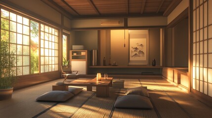 Fototapeta premium A serene and peaceful interior of a traditional japanese home