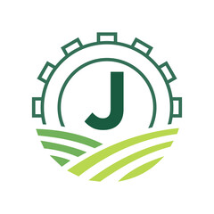Agriculture Logo On Letter J. Agro Farming Logo Symbol Vector and Template