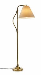 Elegant brass floor lamp with adjustable beige shade for cozy home lighting