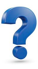 Blue question mark on white background symbolizing inquiry and curiosity
