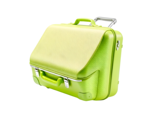 Green suitcase isolated on a transparent background