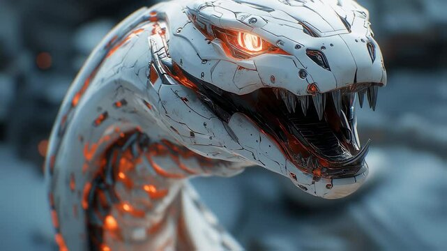 Robot white snake, futuristic white snake intelligence