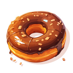 Boston Cream Donut Icon Vector Illustration – Delicious Donut Filled with Cream and Topped with Chocolate Glaze

