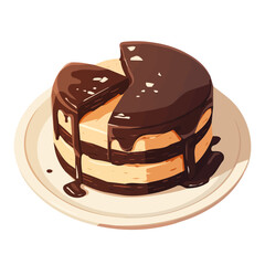 Chocolate Ganache Cake Icon Vector Illustration – Rich and Decadent Chocolate Cake with Smooth Ganache
