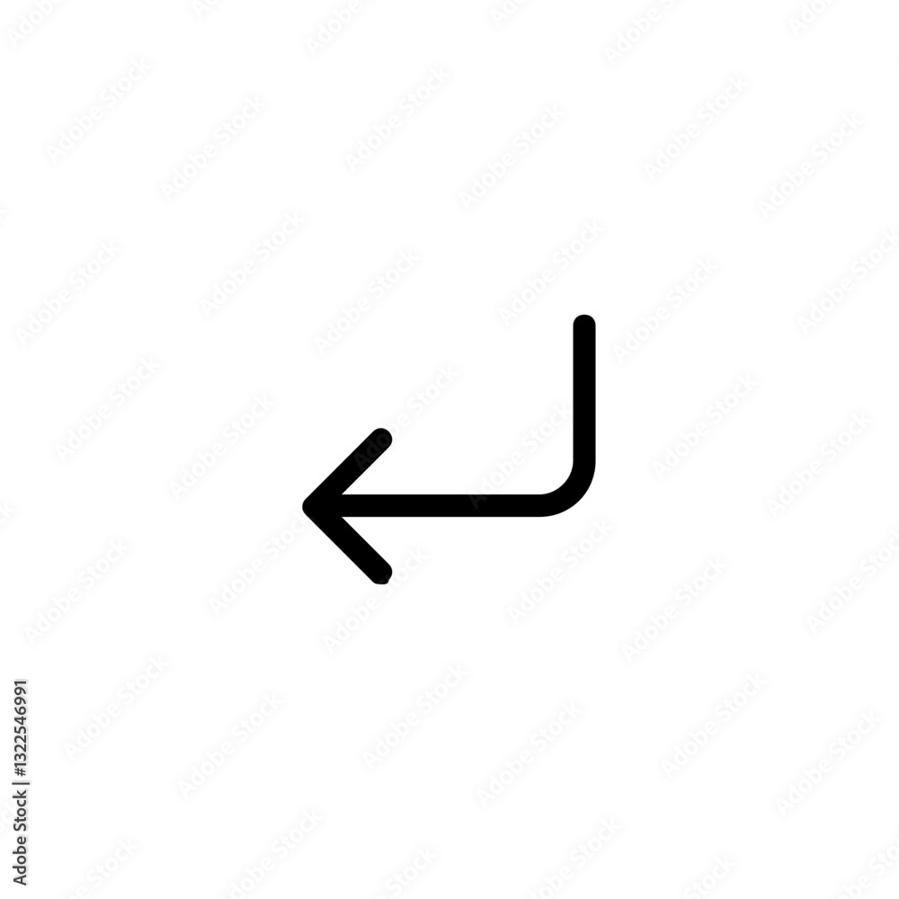 Poster a simple elegant leftward arrow signifying return or back navigation with clean lines and bold black
