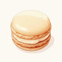 Coconut Macaron Icon Vector Illustration – Delicious, Tropical, and Sweet Coconut Macaron Design
