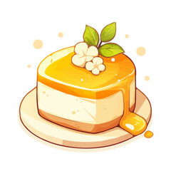 Cotton Cheesecake Icon Vector Illustration – Soft, Fluffy, and Light Japanese Cotton Cheesecake Design
