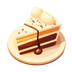 Dobos Torte Icon Vector Illustration – A Classic Hungarian Layered Cake with Caramel Glaze and Sponge Layers
