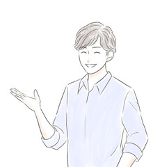 プレゼンテーションをする男性　笑顔