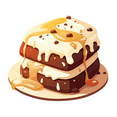 Dulce De Leche Cake Icon Vector Illustration – A Sweet and Creamy Dessert Featuring Caramelized Milk Flavors
