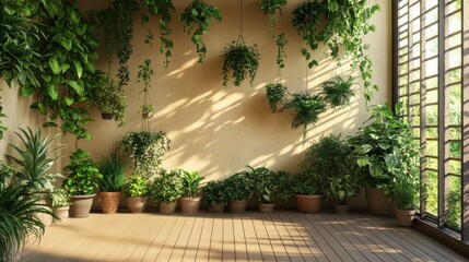 Obraz premium A collection of many lush green plants indoors in pots