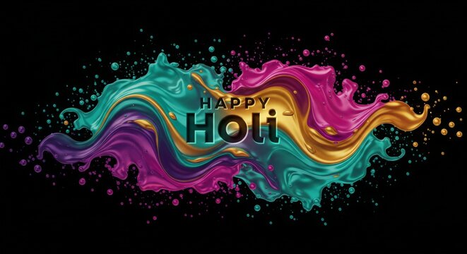 Joyful Holi celebration with vibrant hues, joyous laughter, and community unity.