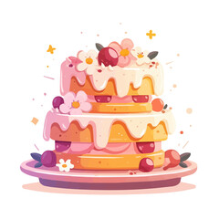 Charming Princess Cake Icon – Elegant and Whimsical Dessert Illustration  
