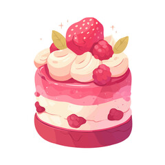 Delicate Raspberry Mousse Cake Icon – Elegant and Modern Dessert Illustration  
