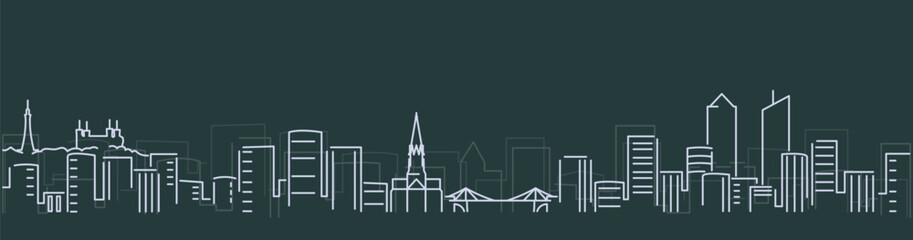 Lyon Simple Lines Skyline on Dark Background
