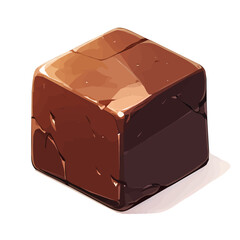 Minimalist Sacher Cube Icon – Elegant and Simple Chocolate Dessert Illustration  
