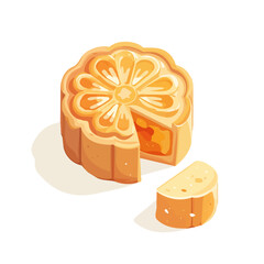 Delicate Snow Skin Mooncake Icon – Traditional Asian Dessert with Soft Texture and Exquisite Design  
