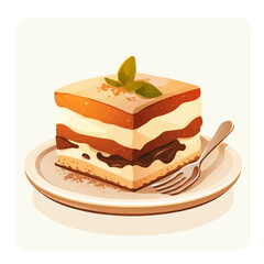 Tiramisu icon Italian dessert classic treat layered cake coffee flavored cuisine authentic sweet famous dessert icon
