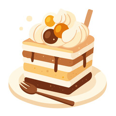 Tiramisu icon Italian dessert classic treat layered cake coffee flavored cuisine authentic sweet famous dessert icon
