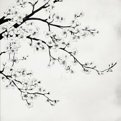 Obraz premium Monochrome Minimalist Cherry Blossom Backgrounds