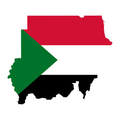 Map of Sudan with flags