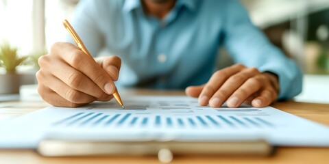 Investment strategy session office business analysis professional environment close-up view financial planning insights