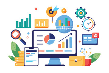 Data monitoring and analysis AND MAN Collection vector illustration
