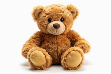 Fototapeta premium Classic Teddy Bear Isolated on White Background - Adorable Plush Toy for Kids