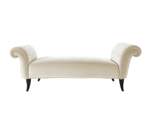White leather sofa isolated on transparent background