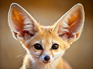 Obraz premium Close-up of Fennec Fox's Large Ears – Desert Wildlife Photography