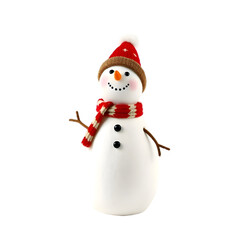 Snowman with scarf and hat isolated on transparent background